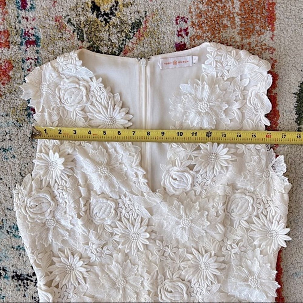 Tory Burch Merida White Floral Lace V-Neck Sleeveless Dress - Picture 10 of 15